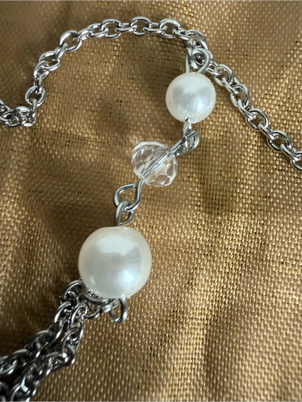 paparazzi Silver Pearl Tassel Multi-Chain Necklace